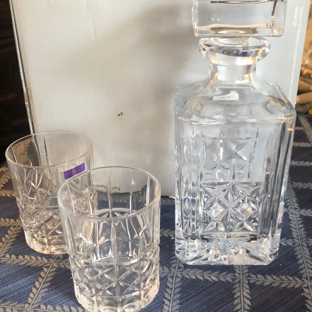 NEW- Marquis by Waterford crystal decanter and double old fashion pair